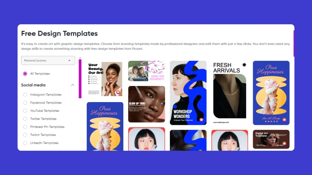 Use templates to design for Ads, Presentations and more